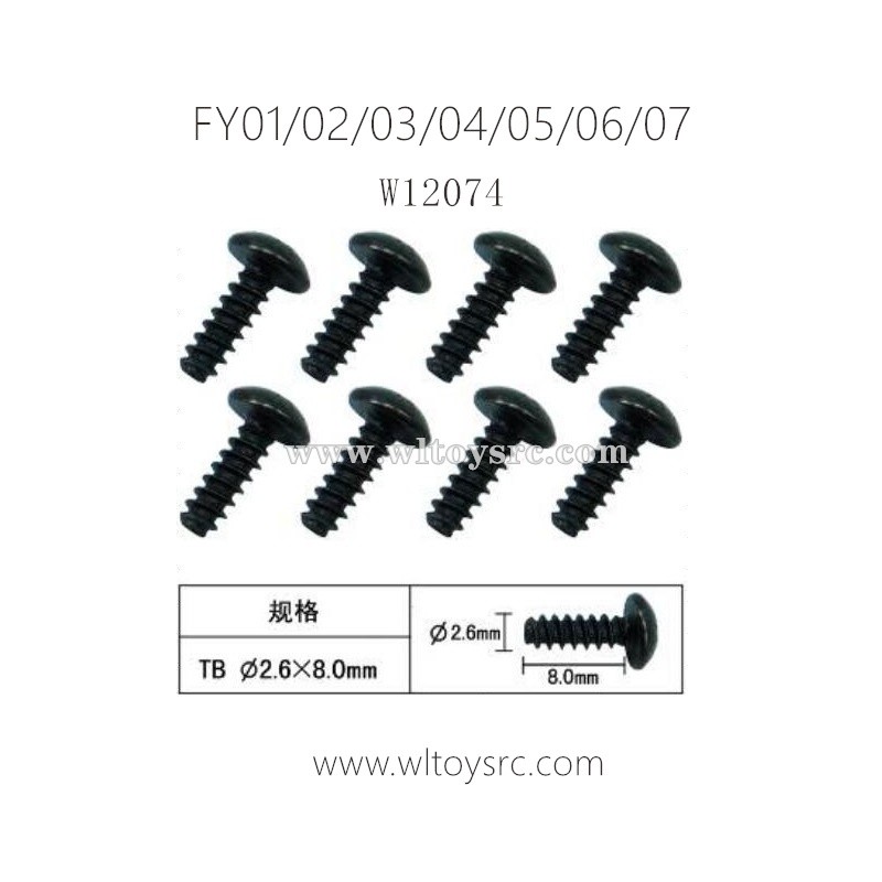 FEIYUE FY01 FY02 FY03 FY04 FY05 FY06 FY07 Parts-2.6X8TB Hexagonal T Head Tapping Screw W12074