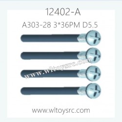 WLTOYS 12402-A RC Car Parts, A303-28 Upper half screw
