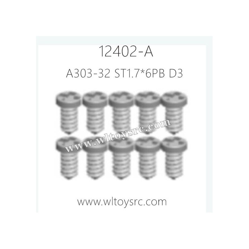 WLTOYS 12402-A Parts, A303-32 Round Head Cross Tapping Screws