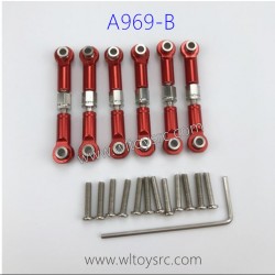 WLTOYS A969B 1/18 RC Car Upgrade Parts, Metal Connect Rods Red