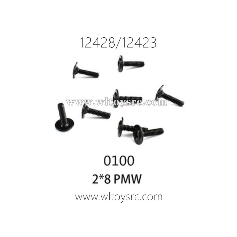 WLTOYS 12423 12428 1/12 RC Car Parts, 0100 2X8 PMW Screws
