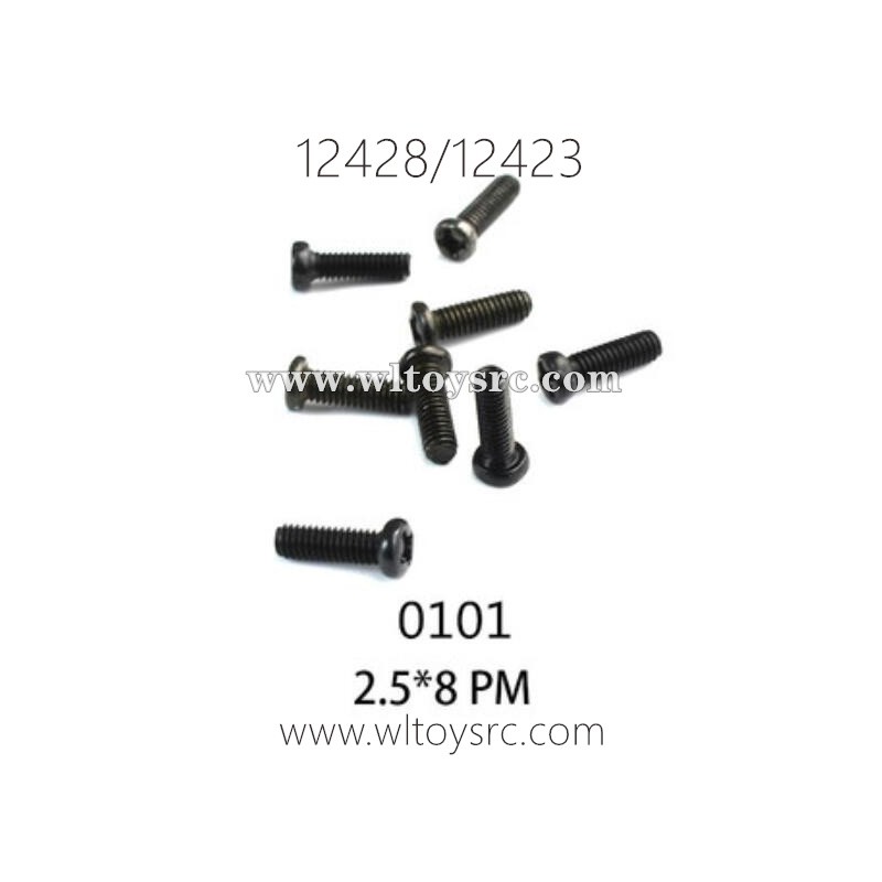 WLTOYS 12423 12428 1/12 RC Car Parts, 0101 2.5X8 PM Screws