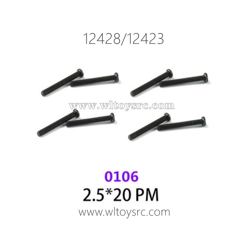 WLTOYS 12423 12428 1/12 Car Parts, 0106 2.5X20 Screws