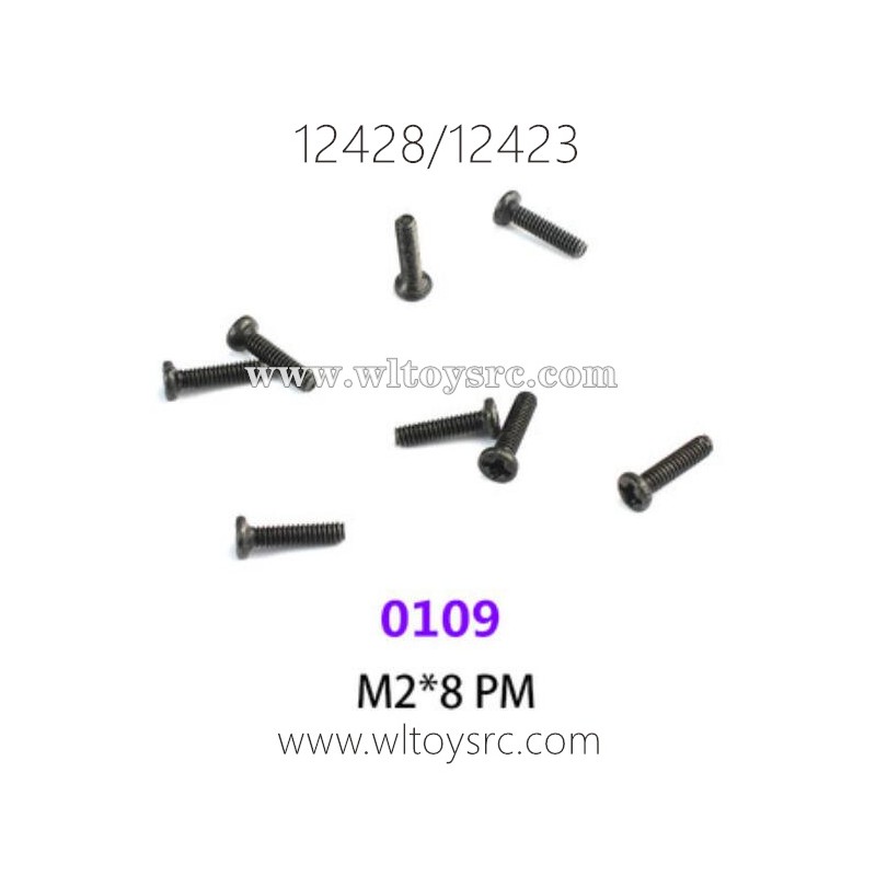 WLTOYS 12423 12428 1/12 Car Parts, 0109 M2X8 PM Screws