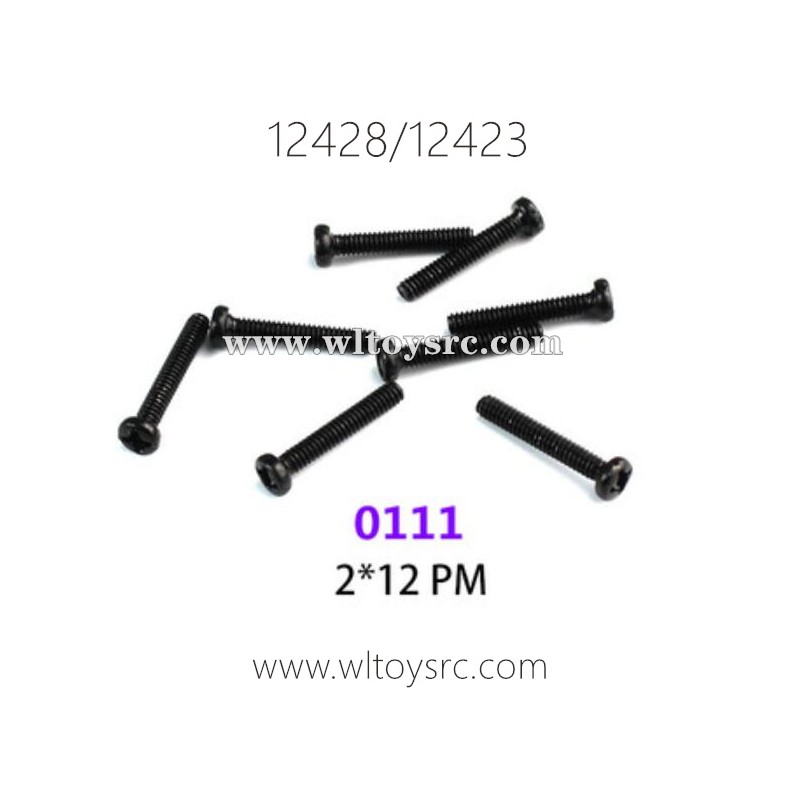 WLTOYS 12423 12428 1/12 Car Parts, 0111 2X12 PM Screws