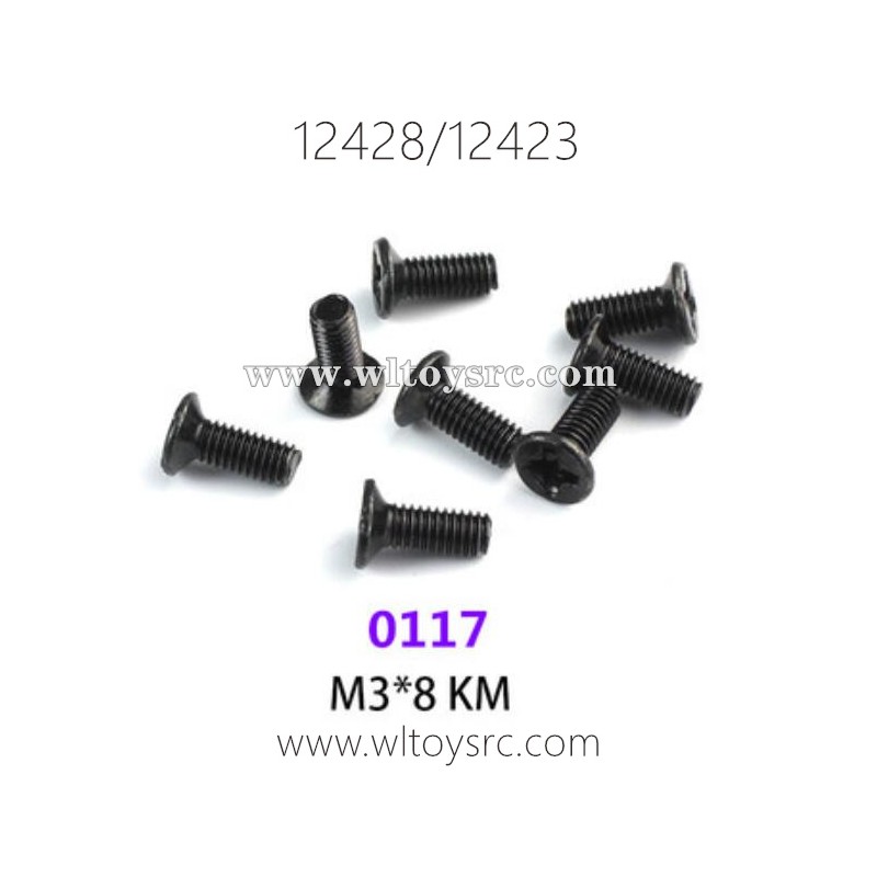 WLTOYS 12423 12428 1/12 Car Parts, 0117 M3X8 KM Screws