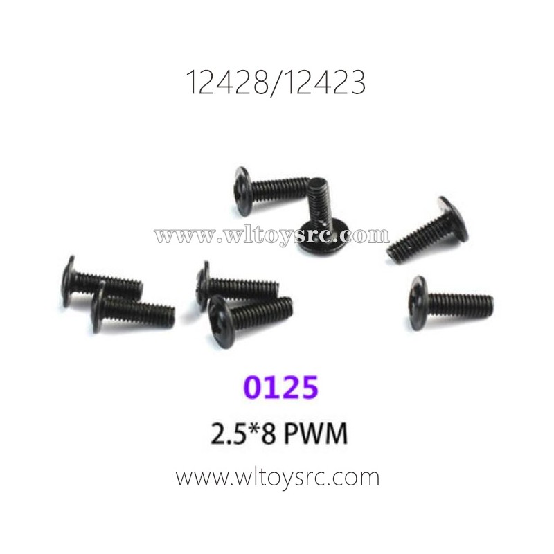 WLTOYS 12423 12428 1/12 Car Parts, 0125 2.5X8 PWM Screws