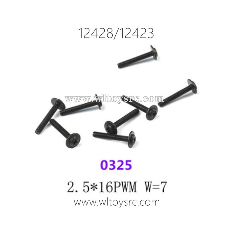 WLTOYS 12423 12428 1/12 Car Parts, 0325 2.5X16PWM Screws