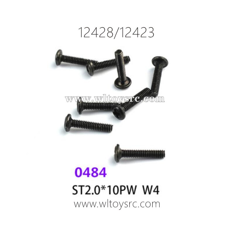 WLTOYS 12423 12428 1/12 Car Parts, 0484 ST2.0X10PW W4 Screws