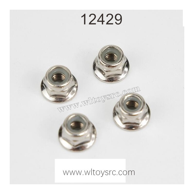 WLTOYS 12429 RC Car Parts, M4 Nuts Silver 0119