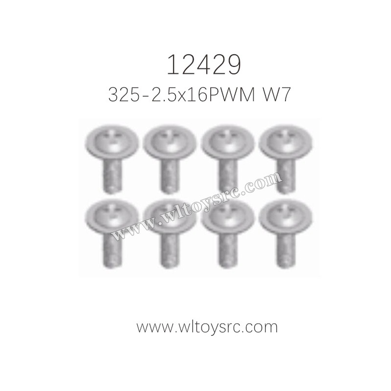 WLTOYS 12429 Parts, 325 Phillips Round Head With screw 2.5x16PWM W7