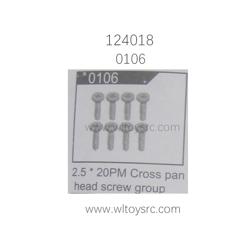 WLTOYS 124018 Parts 0106 Cross Pan Head Screw Group