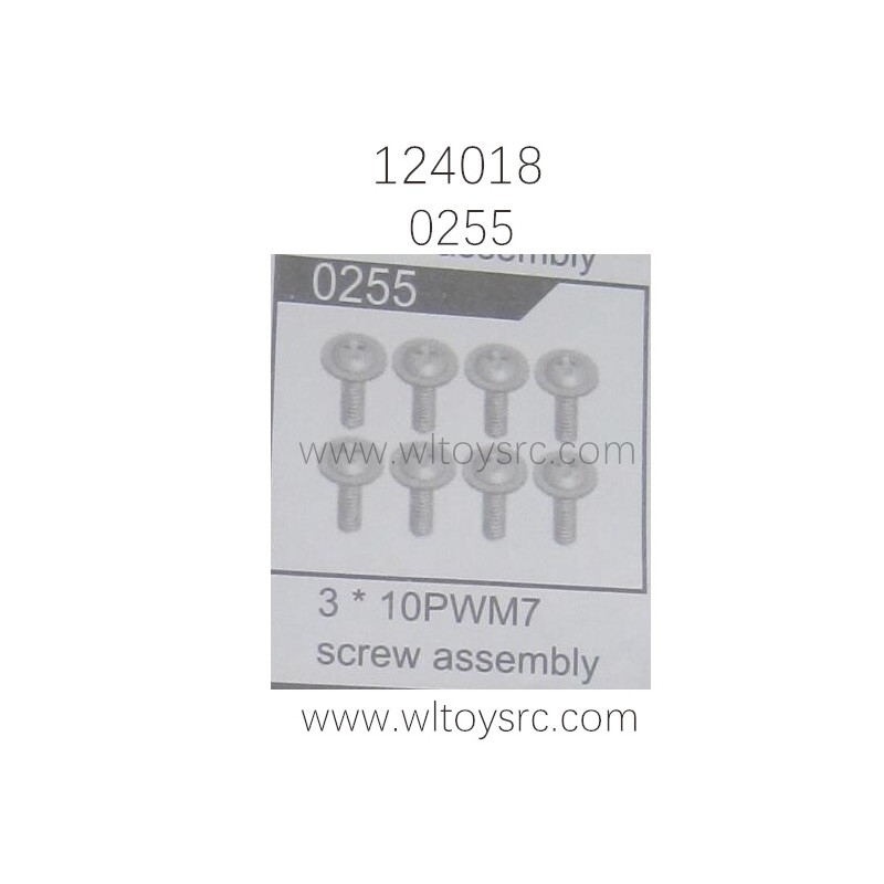 WLTOYS 124018 Parts 0255 3X10PWM7 Screw Assembly