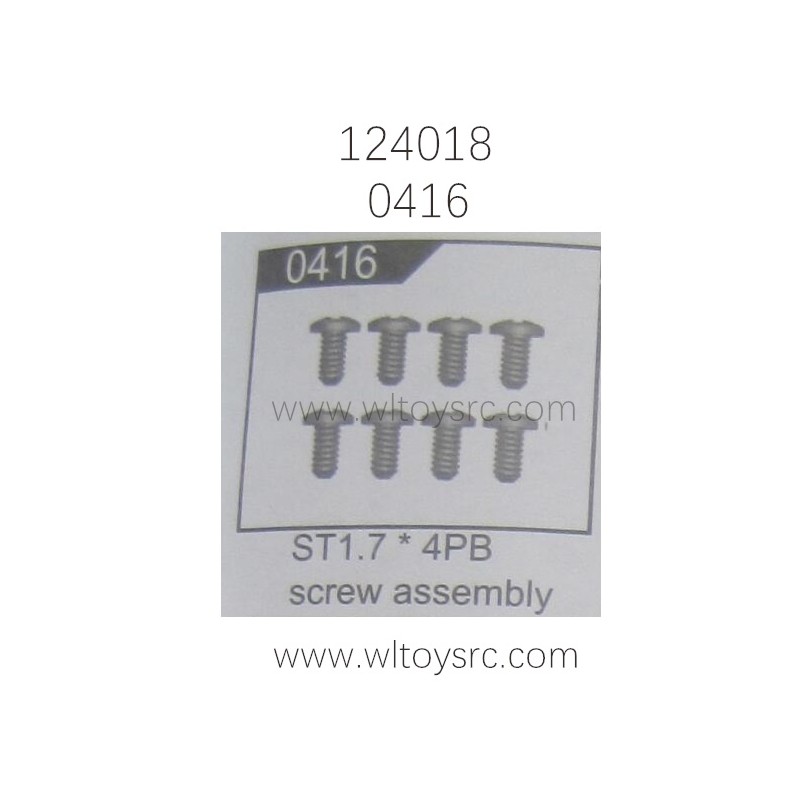 WLTOYS 124018 Parts 0416 ST1.7X4PB Screw Assembly
