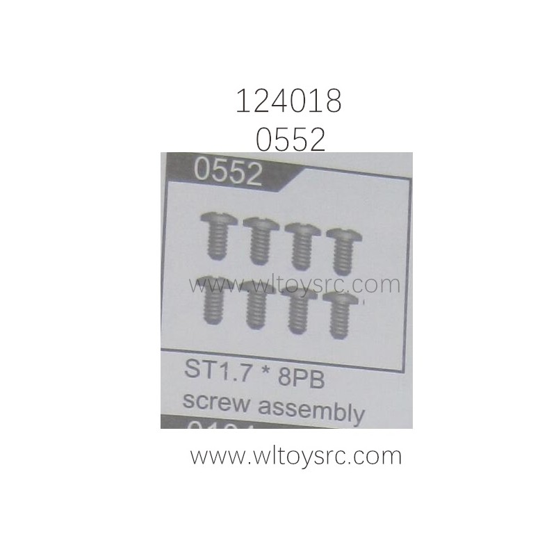 WLTOYS 124018 Parts 0552 ST1.7X8PB Screw Assembly