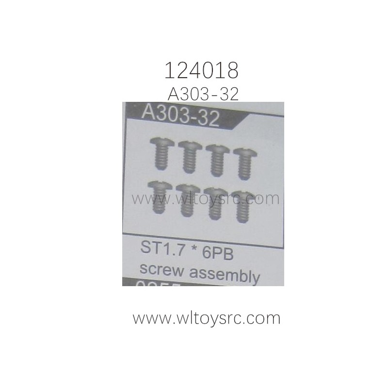 WLTOYS 124018 Parts A303-32 ST1.7X6PB Screw Assembly
