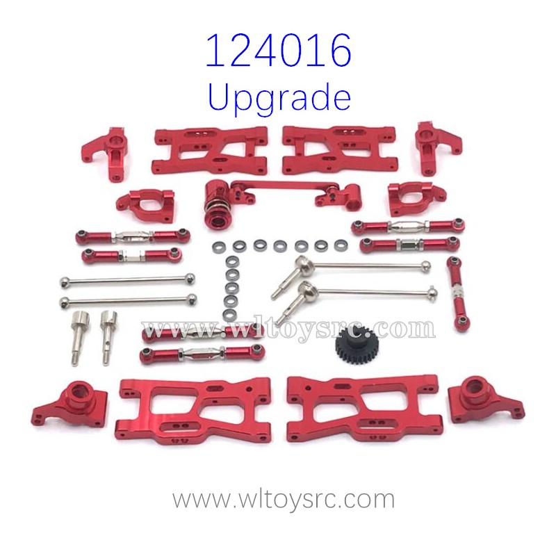 WLTOYS 124016 RC Car Upgrade Metal Parts Swing Arm and Connect Rods Red