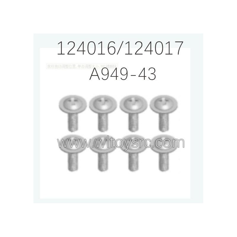 WLTOYS 124016 124017 Parts A949-43 Round Head with Screw M2.5X6X6