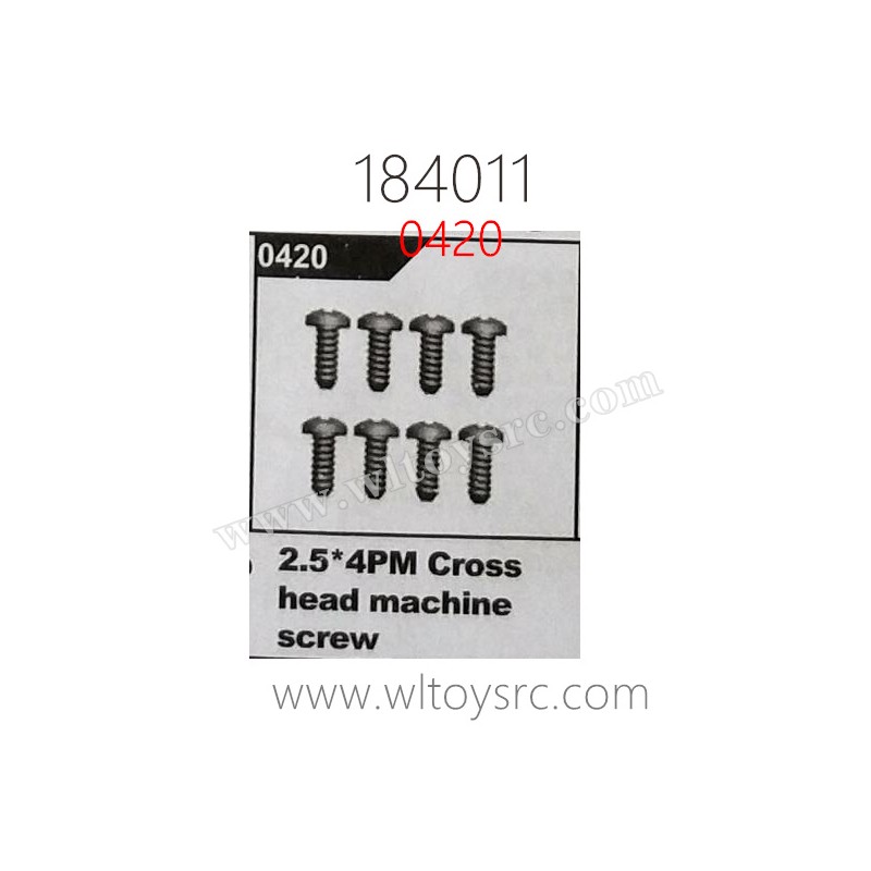 WL-TECH XK 184011 Parts 0420 2.5x4PM Cross Head Machine Screw