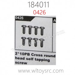 WL-TECH XK 184011 Parts 0426 2x10PB Cross Round Head Self Tapping Screw
