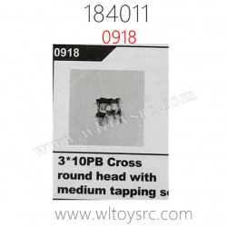 WL-TECH XK 184011 Parts 3x10PB Cross Round Head With Medium Tapping Screw 0918
