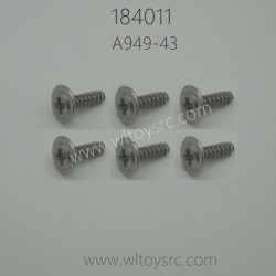 WLTOYS 184011 Parts A949-43 3X10PB Cross Round Head With Medium Tapping Screw