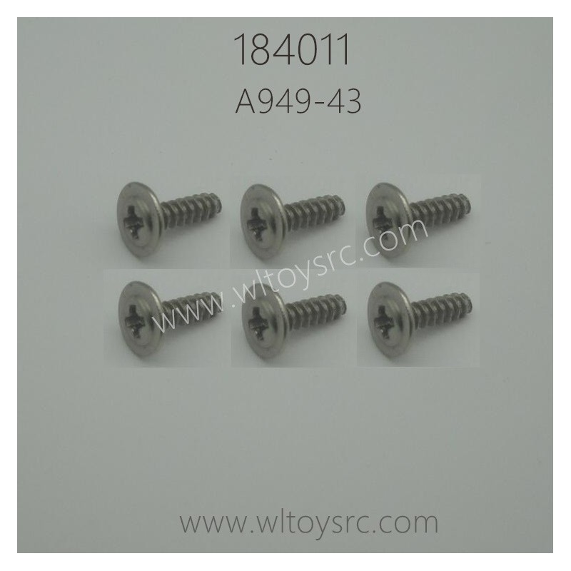 WLTOYS 184011 Parts A949-43 3X10PB Cross Round Head With Medium Tapping Screw