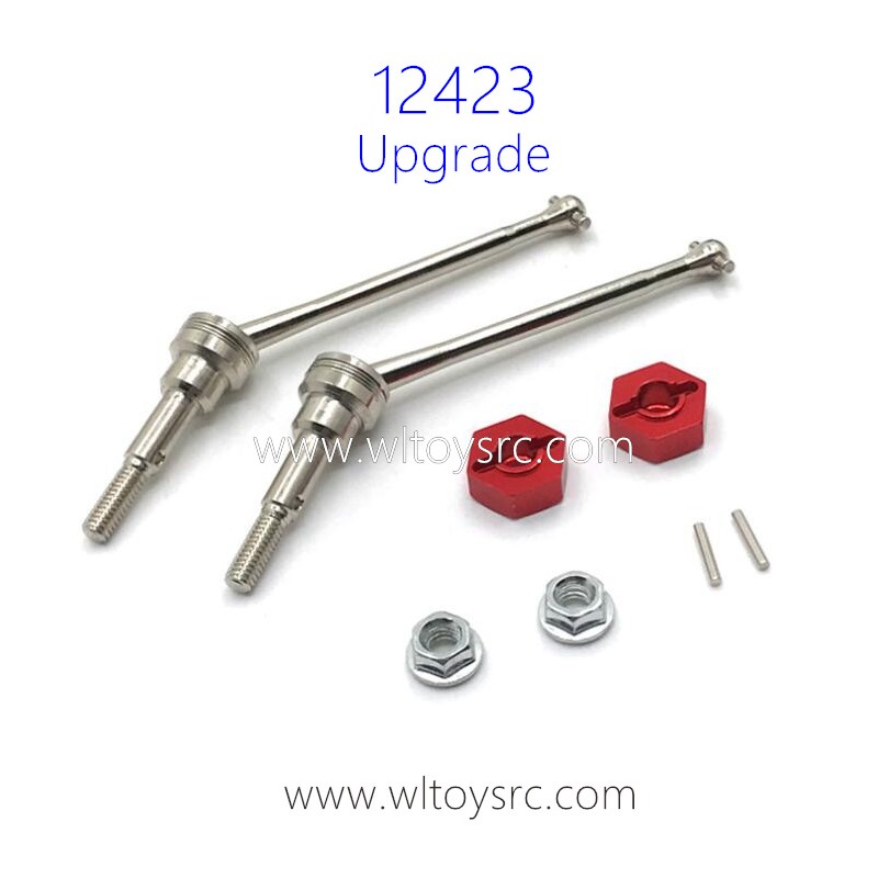 WLTOYS 12423 Upgrade Parts Front Bone Dog Shaft with Nuts Red