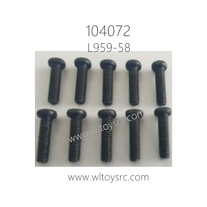 WLTOYS 104072 RC Car Parts L959-58 ST2.6X10PB D4 Round Head self-tapping Screw