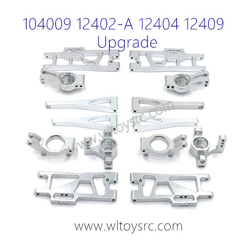 WLTOYS 104009 12402-A A323 12409 Upgrade Front and Rear Swing Arm kit Silver