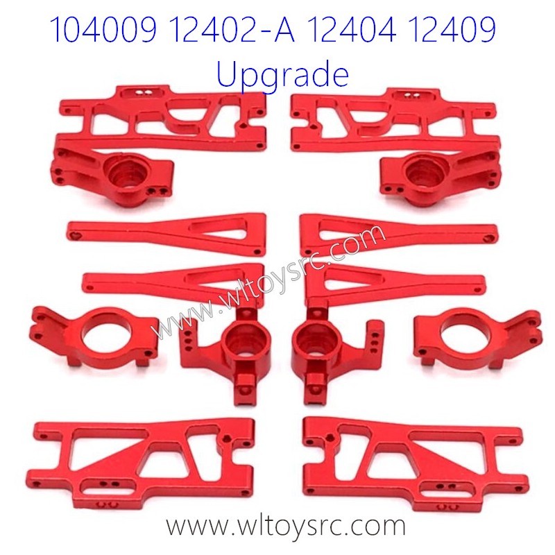 WLTOYS 104009 12402-A A323 12409 Upgrade Front and Rear Swing Arm kit Red