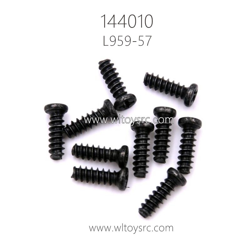 WLTOYS 144010 RC Car Parts L959-57 Round head tapping Screw 2.6X8X10PB