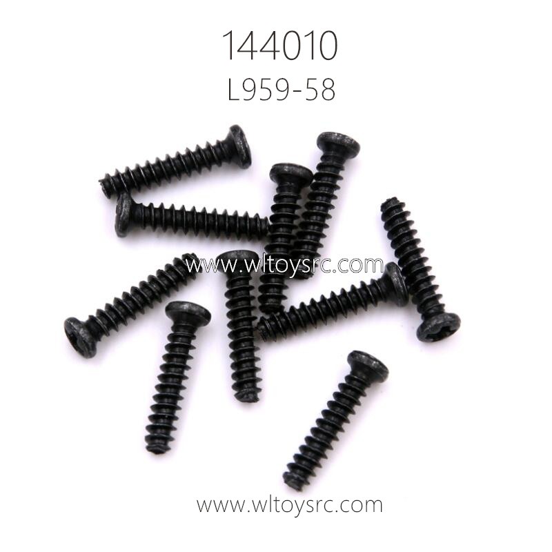 WLTOYS 144010 RC Car Parts L959-58 Round head tapping Screw 2.6X10PB