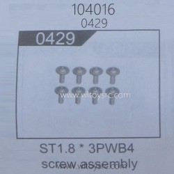 WLTOYS 104016 RC Truck Parts 0429 ST1.8X3PWB4 Screw Assembly