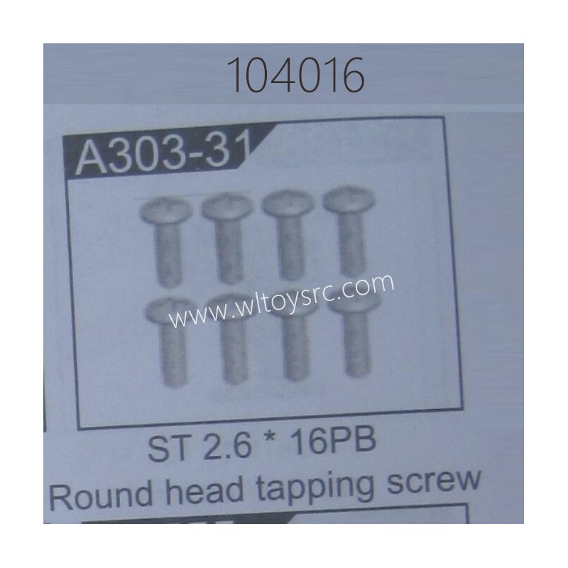 WLTOYS 104016 Parts A303-31 Round Head Tapping Screw