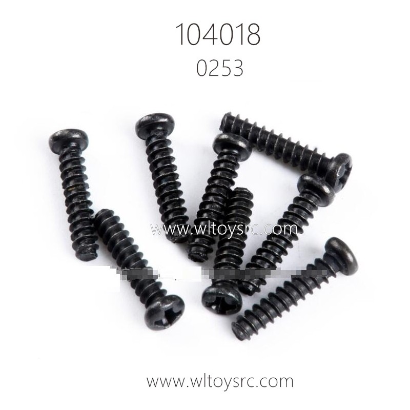 WLTOYS 104018 1/10 RC Car Parts 0253 Round Head Screws 2.6X12PB