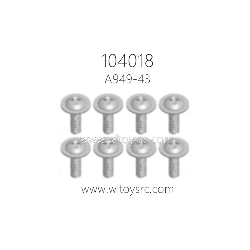 WLTOYS 104018 Parts A949-43 Round Head Screws M2.5X6X6