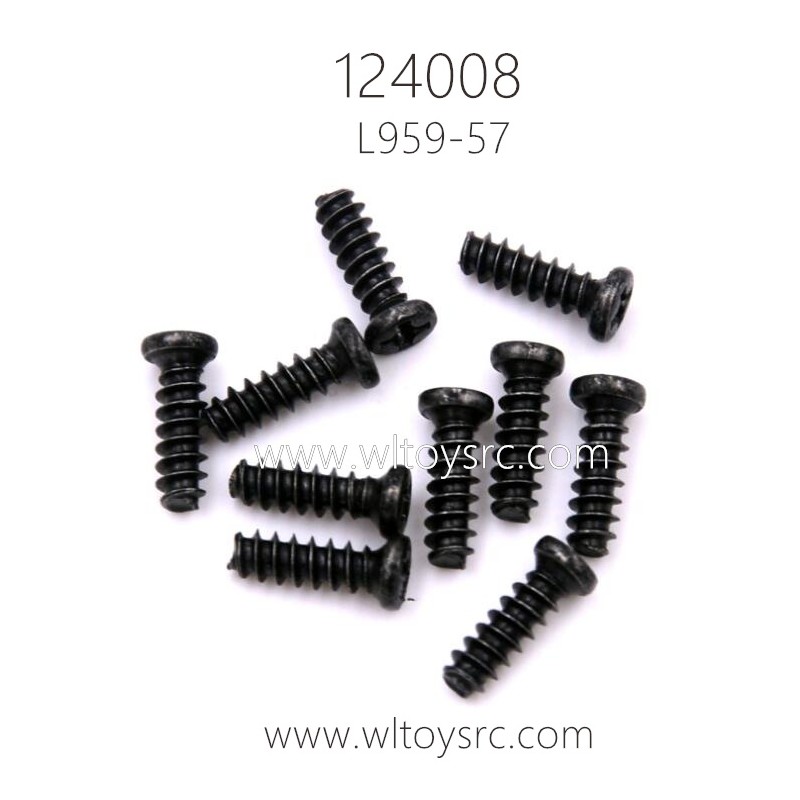 WLTOYS 124008 1/12 RC Car Parts L959-57 Round head tapping Screw 2.6X8X10PB