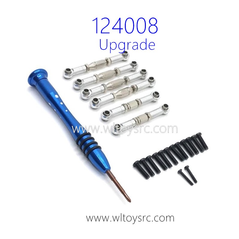 WLTOYS 124008 Racing RC Car Upgrade Parts Connect Rods Silver