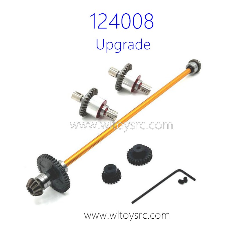 WLTOYS 124008 Upgrade Parts Metal Differential Gear Kit and Shaft Orange