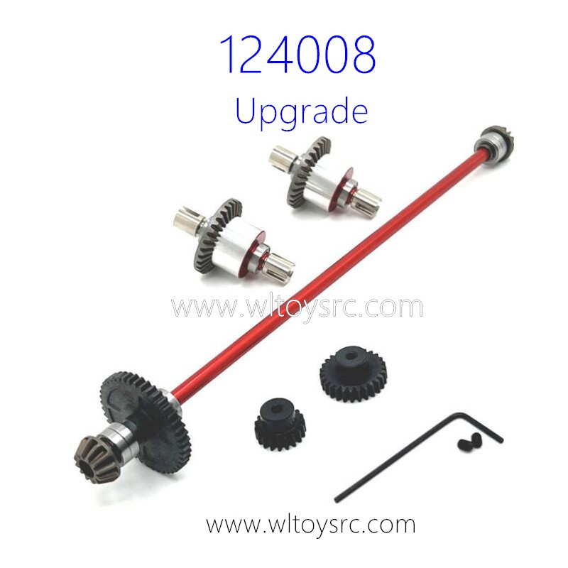 WLTOYS 124008 Upgrade Parts Metal Differential Gear Kit and Shaft Red
