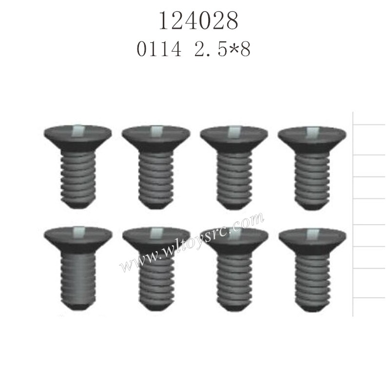 WLTOYS 124028 Parts 0114 Cross flat head Screw 2.5X8KM