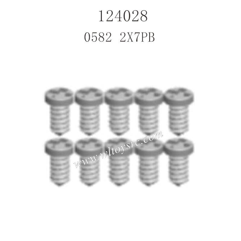 WLTOYS 124028 Parts 0582 Round head flat tail screw 2X7PB D.5