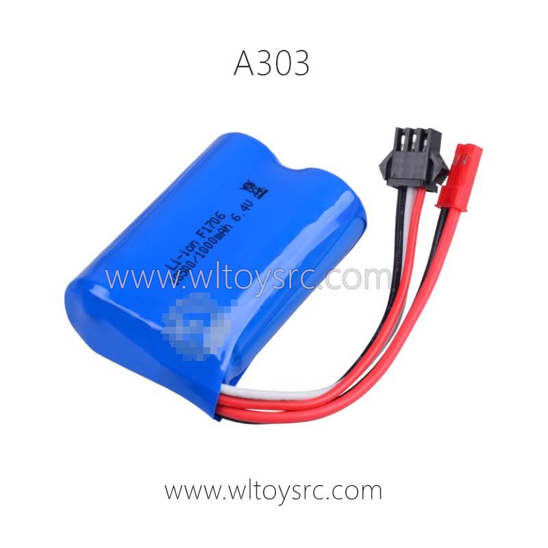 WLTOYS A303 Parts-6.4V 1000mAh Battery sm plug