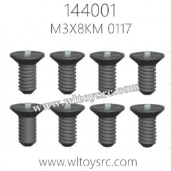 WLTOYS 144001 Parts, 0117-Cross flat head screw M3X8KM